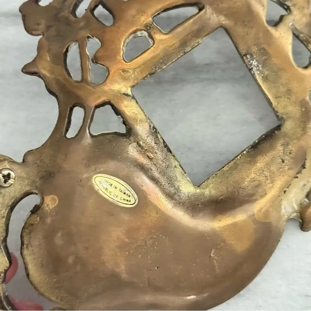Vintage Solid Brass Art Nouveau Style Inkwell Footed Ornate Victorian Desk Gold